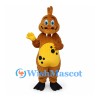 Dinosaur Mascot Costume in Orange with Yellow Belly and Black Spots