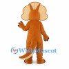Triceratops Mascot Costume in Orange with Broad Frill and Cream Belly