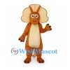 Triceratops Mascot Costume in Orange with Broad Frill and Cream Belly