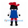 Musketeer Mascot Costume with Black Beard and Blue Tabard
