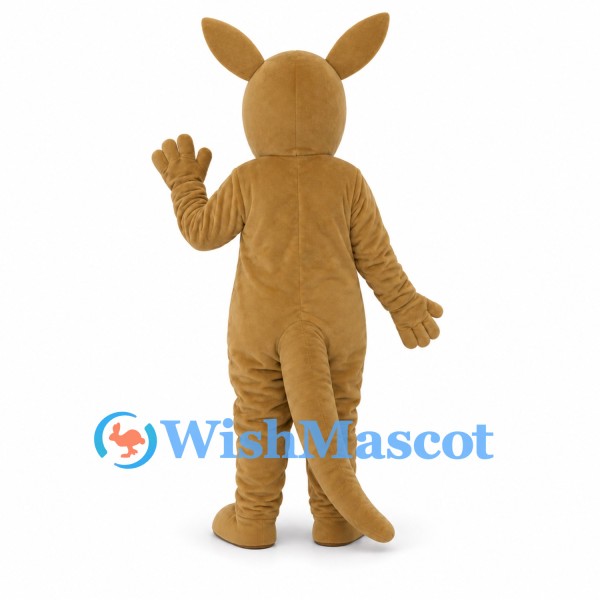 Kangaroo Mascot Costume in Tan with White Belly and Long Tail