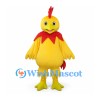 Chicken Mascot Costume in Yellow with Red Comb and Neck Trim