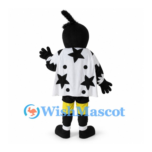 Bird Mascot Costume in Black and White with Star Pattern