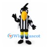 Bird Mascot Costume in Black and White with Star Pattern