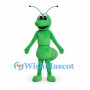 Ant Mascot Costume in Green with Antennae and Segmented Body