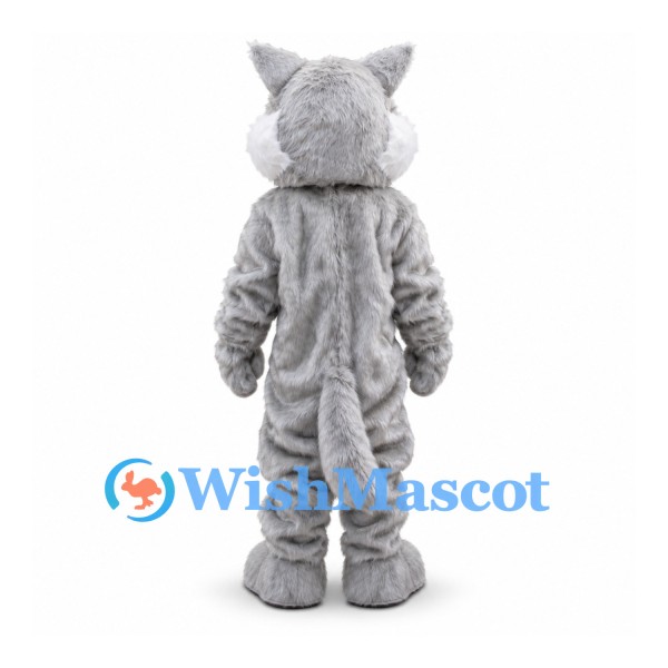 Wolf Mascot Costume in Gray with White Belly and Muzzle