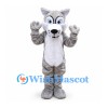 Wolf Mascot Costume in Gray with White Belly and Muzzle