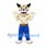 Leopard Mascot Costume with Blue Pants and Spotted Cream Body