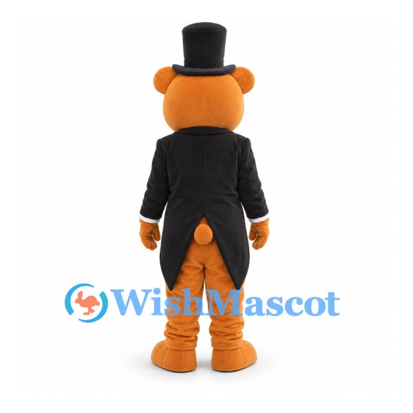 Bear Mascot Costume with Black Top Hat and Tailcoat