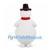 Snowman Mascot Costume with Black Top Hat and Red Scarf