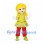 Girl Mascot Costume with Yellow Braids and Lime Green Dress