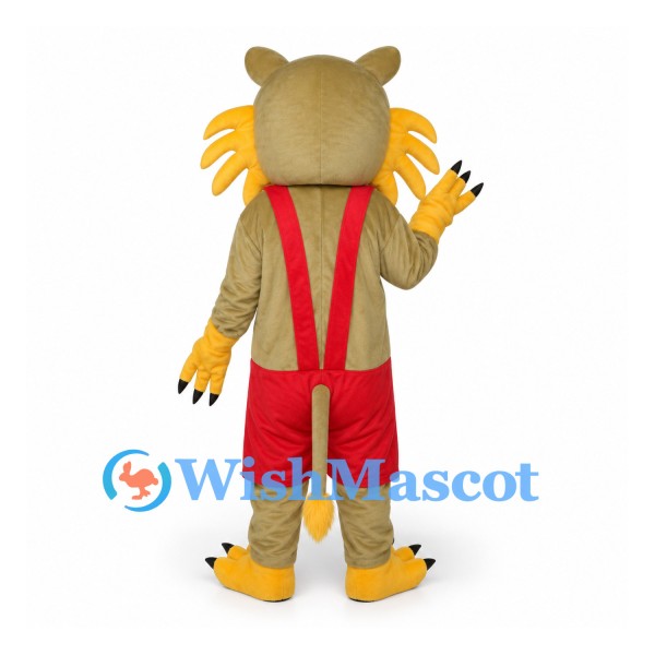 Lion Mascot Costume with Red Shorts and Suspenders
