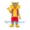 Lion Mascot Costume with Red Shorts and Suspenders