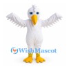 White Bird Mascot Costume with Outstretched Wings and Yellow Beak