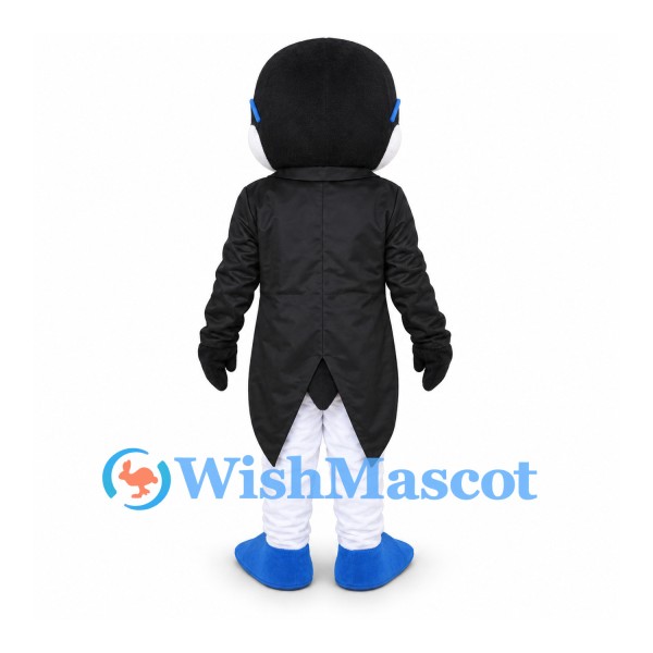 Penguin Mascot Costume with Glasses and Black Tailcoat