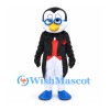 Penguin Mascot Costume with Glasses and Black Tailcoat