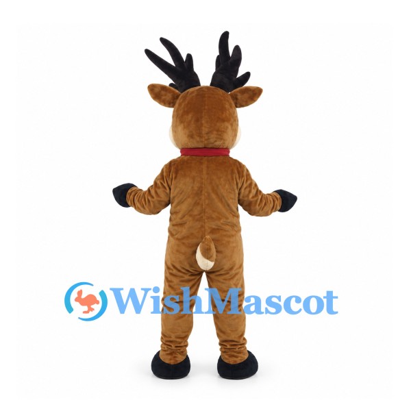 Reindeer Mascot Costume in Brown with Black Antlers
