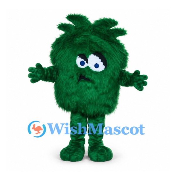 Tree Monster Mascot Costume in Green with Leaf Shaped Hair