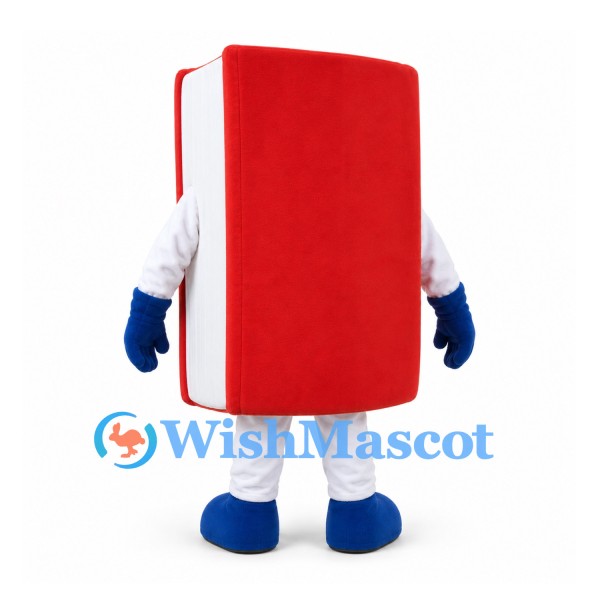 Book Mascot Costume in Red with Blue Gloves