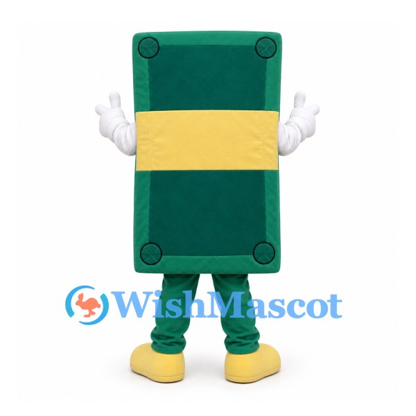 Banknote Mascot Costume in Green with Yellow Band