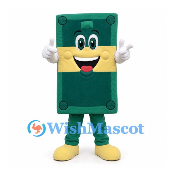 Banknote Mascot Costume in Green with Yellow Band