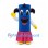 Blue Character Mascot Costume with Pigtails and Pink Skirt