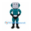 Robot Mascot Costume with Silver Cube Head and Teal Body