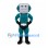 Robot Mascot Costume with Silver Cube Head and Teal Body