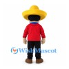 Man Mascot Costume with Yellow Sombrero and Red Shirt