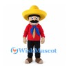 Man Mascot Costume with Yellow Sombrero and Red Shirt