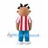 Boy Mascot Costume with Red Striped Shirt and Black Hair