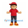Boy Mascot Costume with Red Cap and Red Shirt