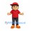 Boy Mascot Costume with Red Cap and Red Shirt