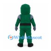 Ninja Mascot Costume in Green with Gray Armor and Yellow Eyes