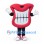 Grinning Mouth Mascot Costume in Red with Large White Teeth