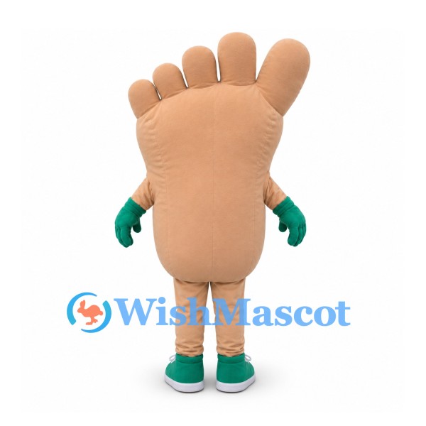 Foot Mascot Costume in Peach with Green Gloves