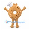 Bagel Chef Mascot Costume with Sesame Seeds and White Hat