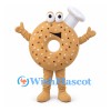 Bagel Chef Mascot Costume with Sesame Seeds and White Hat