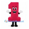 Number One Mascot Costume in Pink with Smiling Face