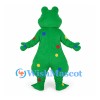 Frog Mascot Costume in Green with Rainbow Belly and Colored Spots