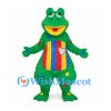 Frog Mascot Costume in Green with Rainbow Belly and Colored Spots