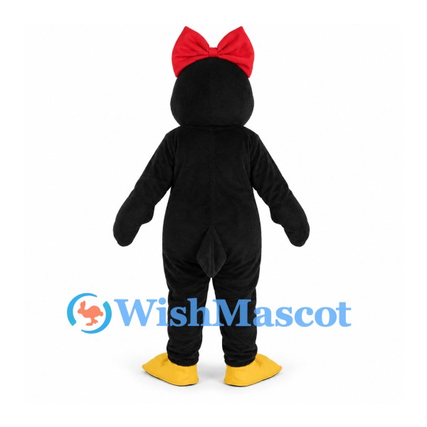Penguin Mascot Costume with Red Bow and White Belly