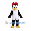 Penguin Mascot Costume with Red Bow and White Belly