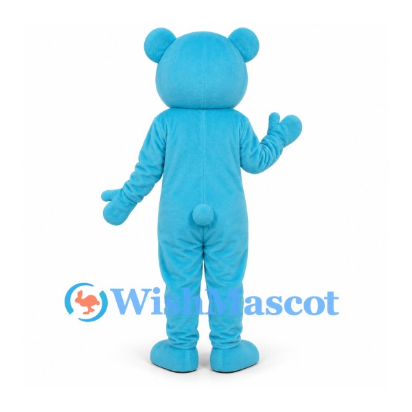 Bear Mascot Costume in Sky Blue with Large Bow Tie