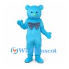 Bear Mascot Costume in Sky Blue with Large Bow Tie
