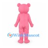 Bear Mascot Costume in Pink with Red Bow Tie
