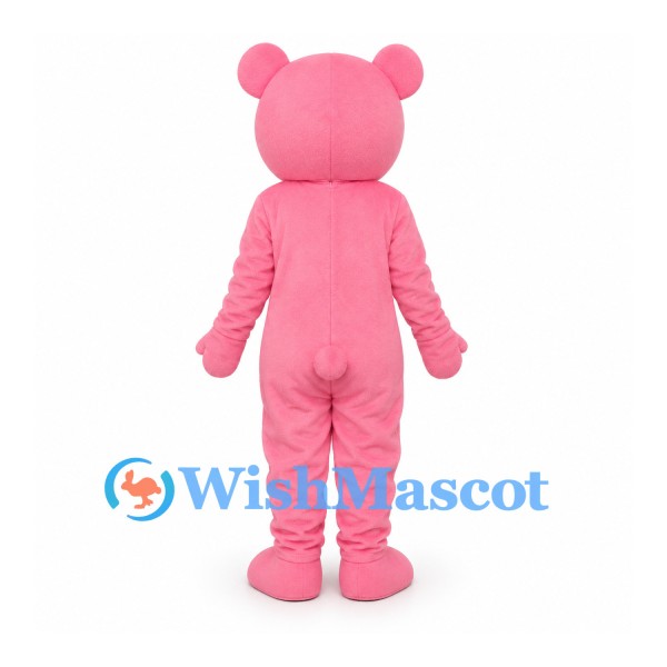 Bear Mascot Costume in Pink with Red Bow Tie
