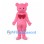 Bear Mascot Costume in Pink with Red Bow Tie