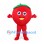 Tomato Mascot Costume in Red with Green Leaves and Smiling Face