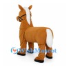 Horse Mascot Costume in Brown with Four-Legged Body and White Mane